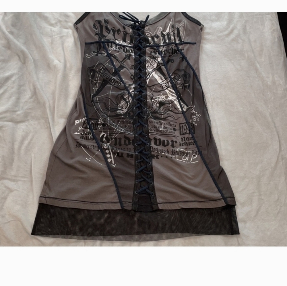 ISO Grey and Black Lace Up Dress